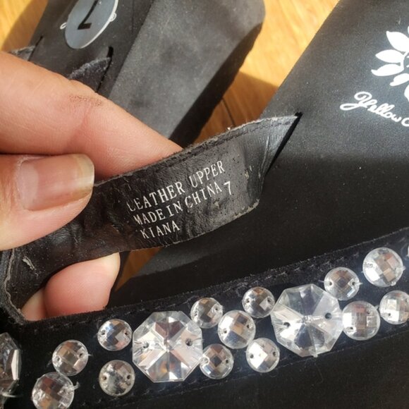 Bla k Rhinestone Embellished Flip Flops - Picture 2 of 8